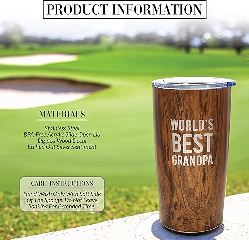 Miniatura 10 de Pavilion - Vaso de viaje de acero inoxidable de 20 onzas, acabado de madera, regalos para papá de hija, hijo, taza de viaje aislada con tapa, regalo