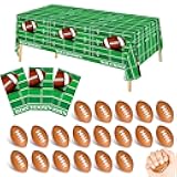 Hxezoc Football Tablecloths & Mini Football Stress Balls for Birthday Decorations Outdoor Indoor Party Supplies