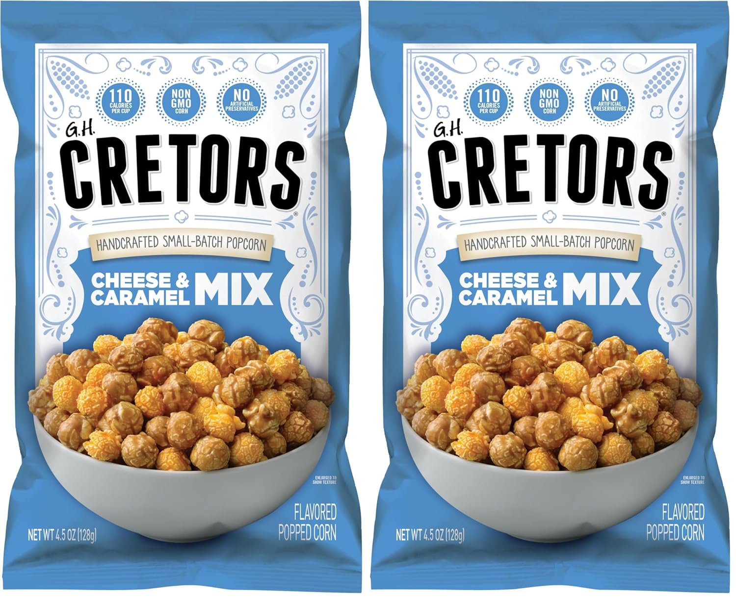 G.H. Cretors, The Mix, Cheese & Caramel Flavor Popcorn King Size Single Serving Bags (12 Pack - 4.5 Oz Each)