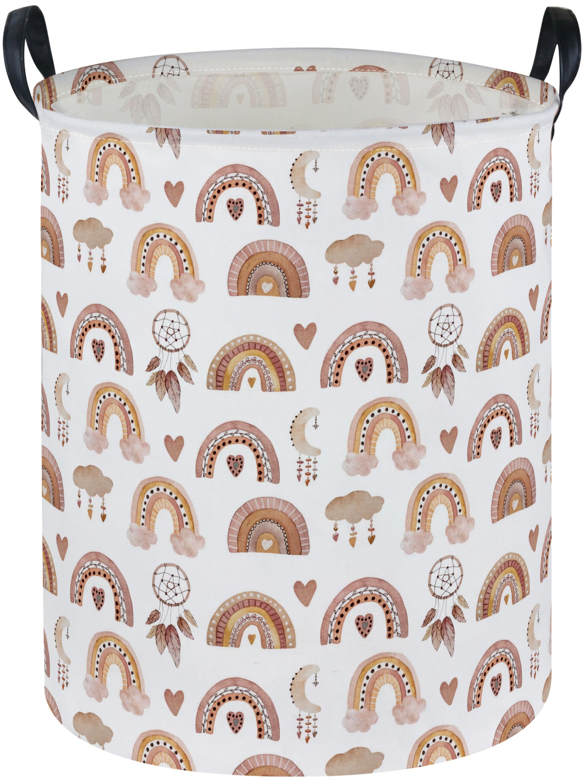 Essme Kids Laundry Basket,Rainbow Hamper Collapsible Canvas Waterproof Storage Bin for Girls, Cute Hamper,Gift Baskets.(Dream rainbow)