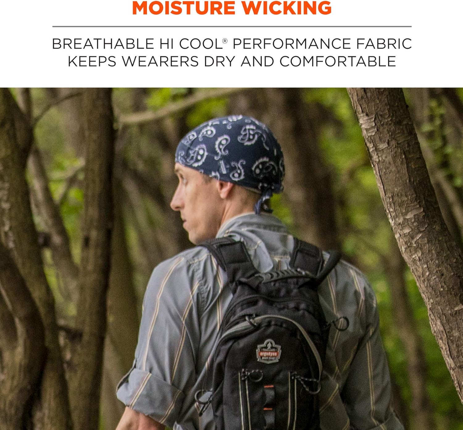 Ergodyne Chill-Its 6615 Dew Rag, Moisture-Wicking, Sweat Absorbing Headband, Black - - 