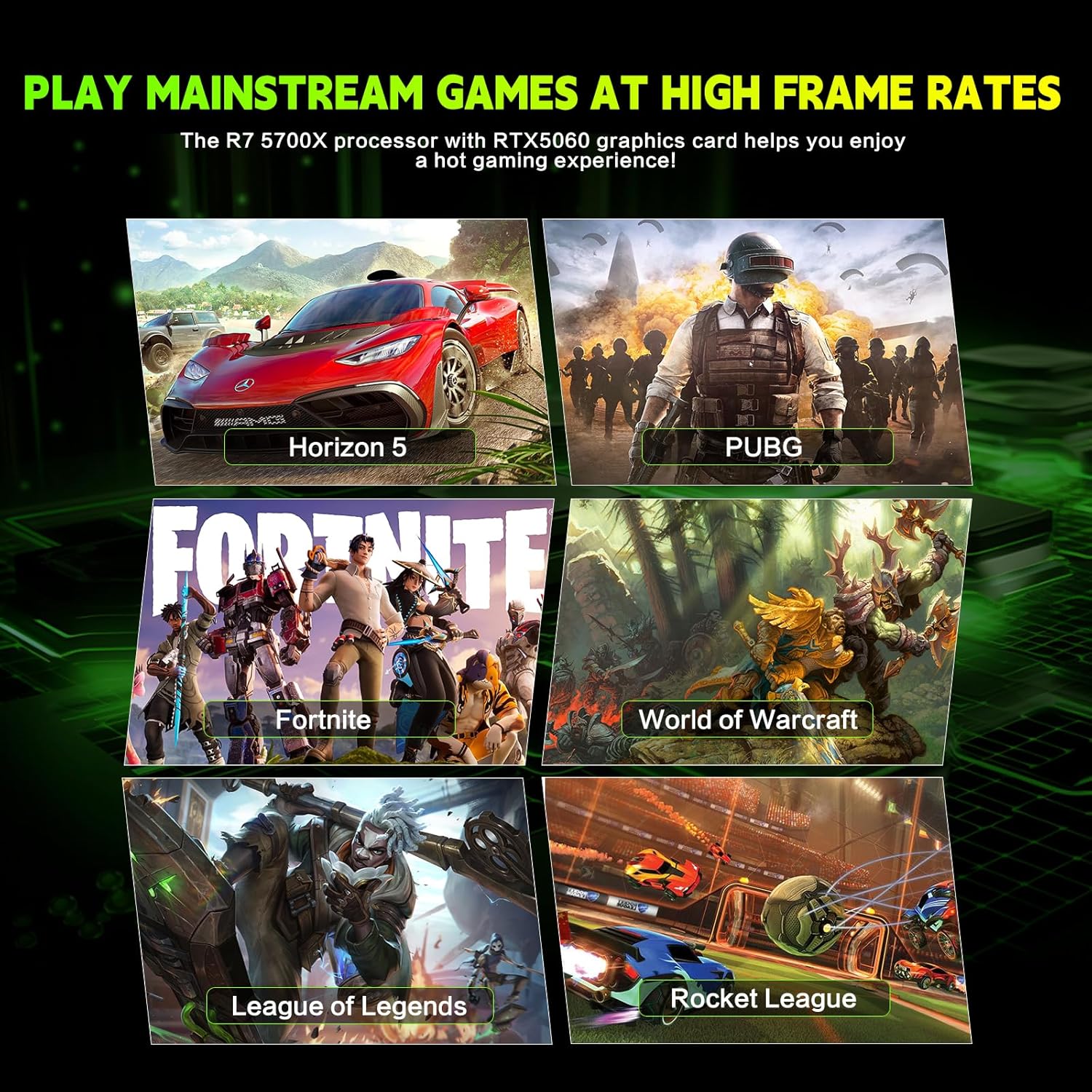 Gaming PC Desktop,Prebuilt Gaming Computer with,AMD Ryzen 7 5700X 3.4GHz,RTX5060 8GB GDDR7 DLSS4,32GB DDR4 RAM 3200MHz,1TB NVME SSD,ARGB Cooling Fan,Supply WiFi Support