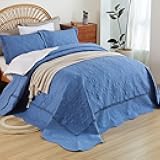 EVENHUG Oversized Quilts Set King Size 3 Piece Bedding Set Reversible Bedspread with 2 Pillow Shams Coverlet Lightweight Soft Bed Cover for All Season(120