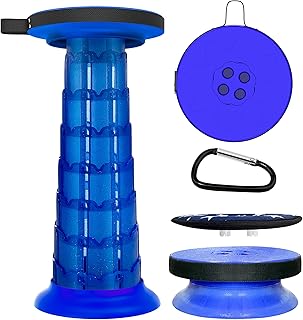 20.4" Adjustable Telescoping Stool with Cushion,Portable Collapsible,Lightweight Outdoor Chair,Retractable Footrest Camping Seat for Beach,Garden,Fishing,Hiking,Travel,BBQ with Carry Bag&Carabiner