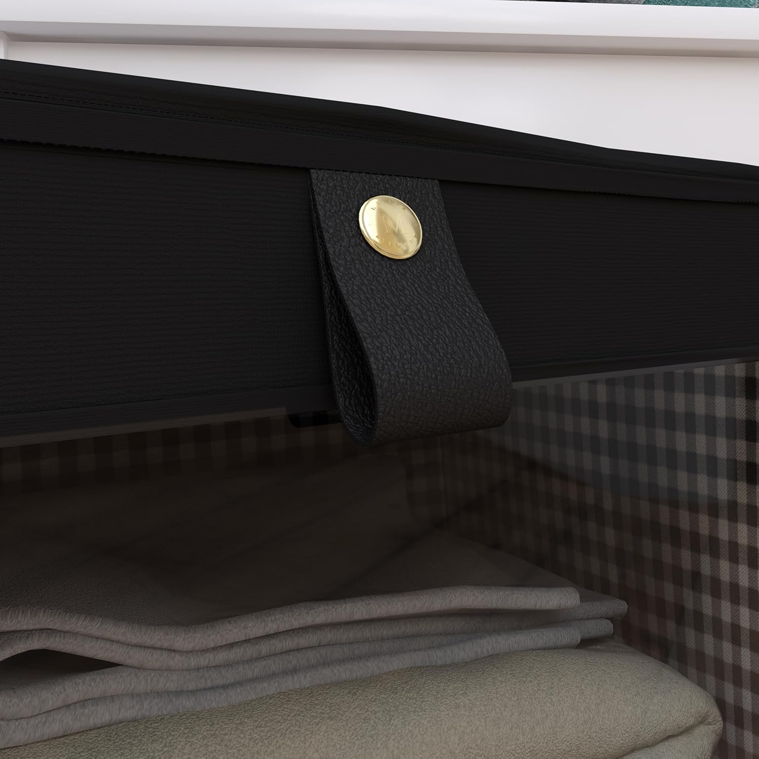 Martha Stewart Essential Collapsible Stackable Decorative Home Storage Cube Organization, Two Piece Set Includes One Front Flap-Lid Storage Organizer and One Craft Cube, Black