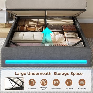 AOGLLATI Ottoman Bed King Size 150x200, 5ft King Size Bed Frame, Dark Grey
