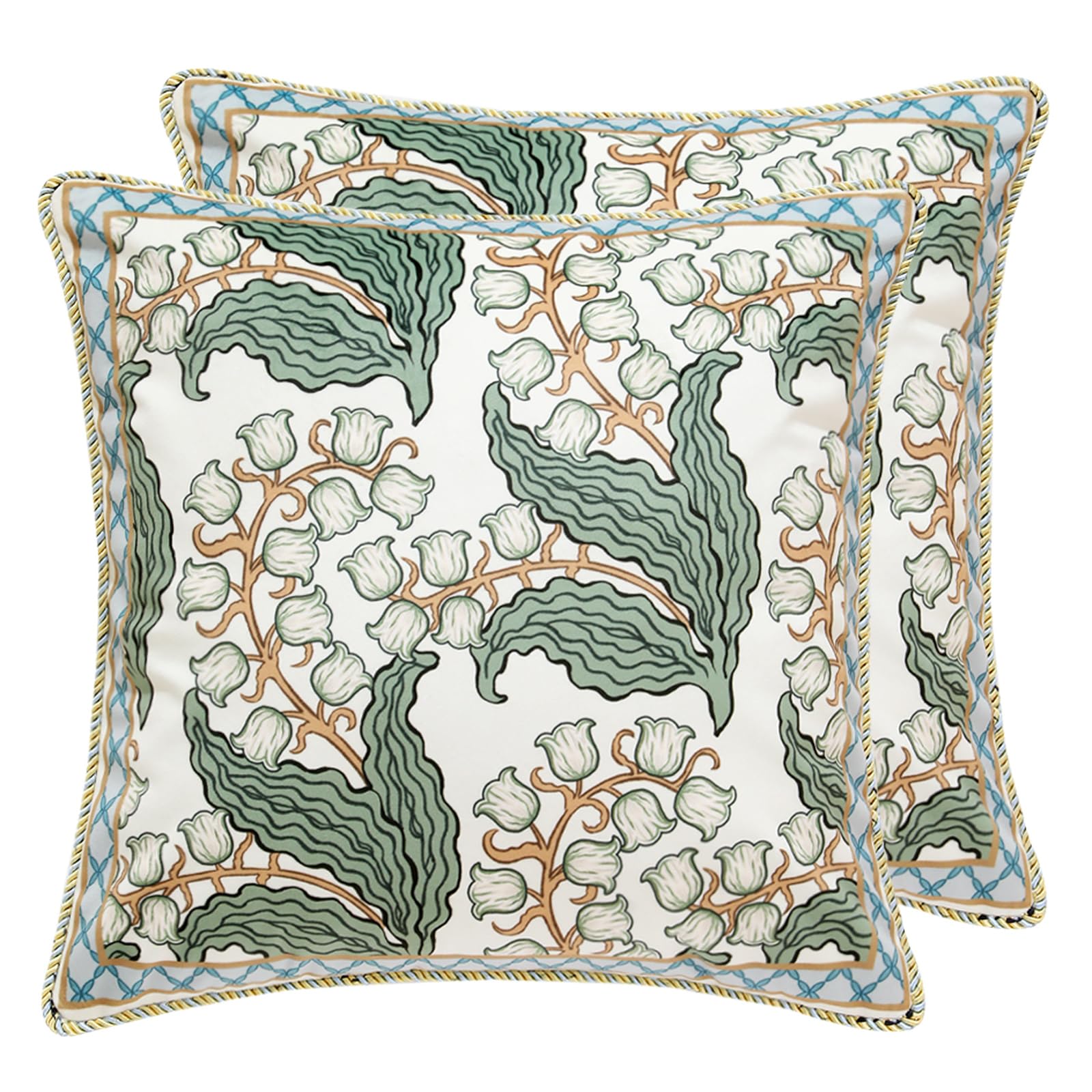 patdrea Decorative Square Throw Pillow Covers 18"X18",Velvet Soft Farmhouse Throw Covers,Floral Throw Pillow Case for Couch Sofa Bed Living Room（2Pack