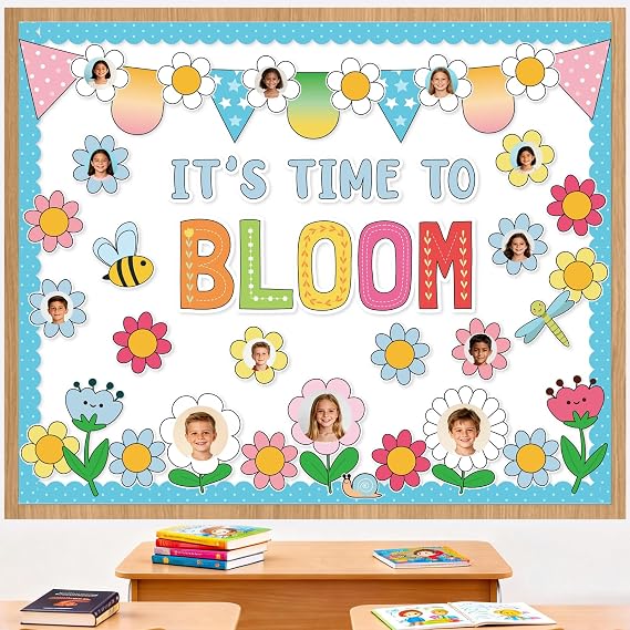 Amazon.com: Spring Floral Bulletin Board Decorations for Classroom -It ...