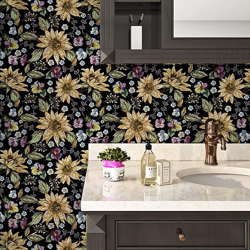 Miniatura 2 de ReWallpaper Papel tapiz floral para despegar y pegar, estilo vintage, papel de pared prepegado para gabinetes, papel tapiz extraíble de flores de