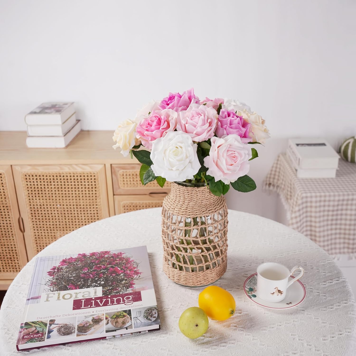 6 Pcs Silk Real Touch Latex Roses, Artificial Single Stem Big Bloom Faux Roses for Home Party Office Wedding Indoor Decor, Floral Arrangements, Table Centerpieces - Image 2