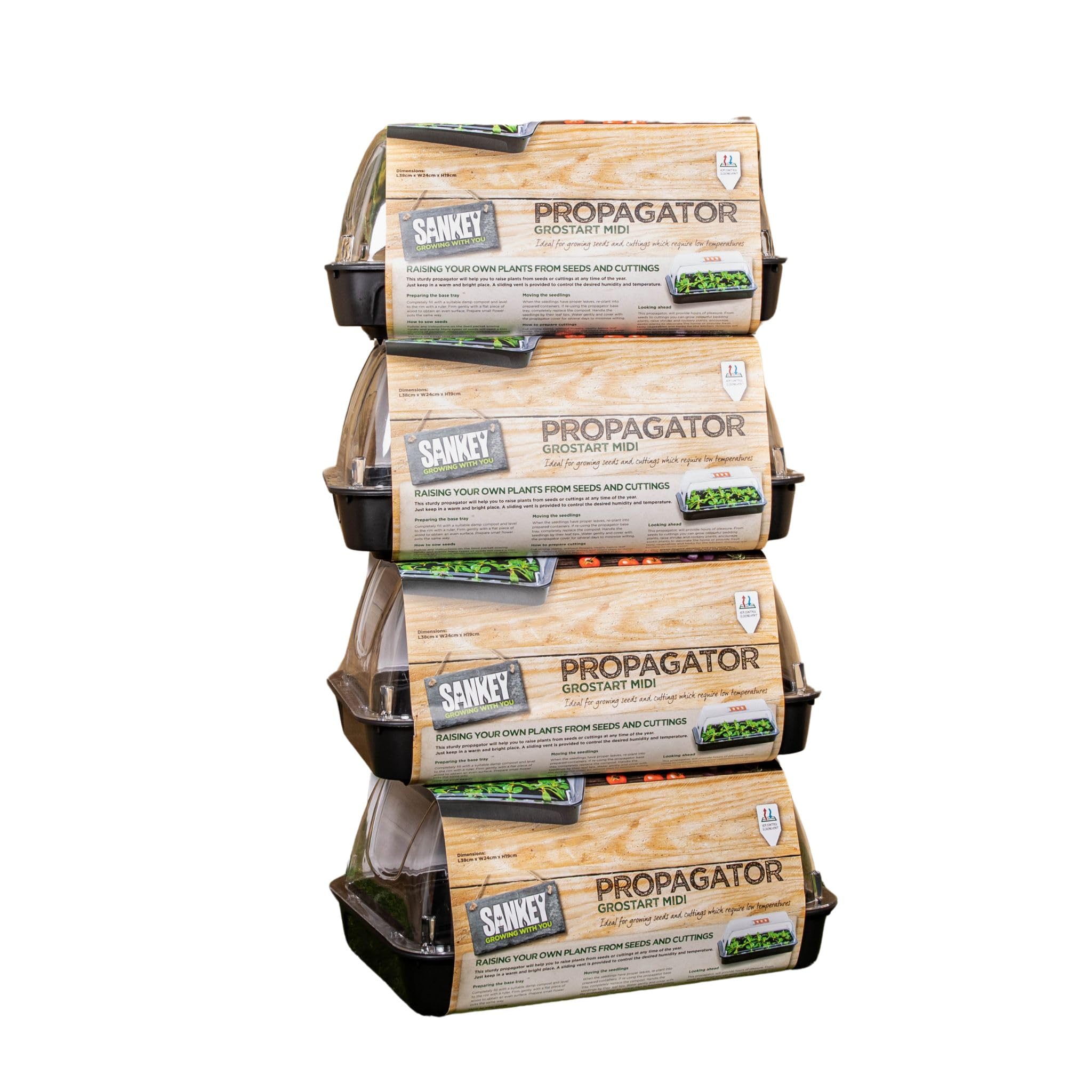 Samuel Alexander Light 4 X 38Cm Unheated Seed Starter Tray Grostart Midi Propagator Indoor Seedling Planter