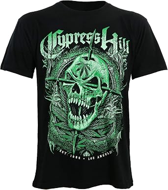Cypress Hill Mens 2018 Green Skull Slim-Fit T-Shirt | Licensed Control Industry Merchandise