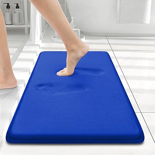 Miniatura 66 de Smiry Tapete de baño de espuma viscoelástica de 24 x 16 pulgadas, extra suave y absorbente, antideslizante, lavable para suelo, ducha y bañera,