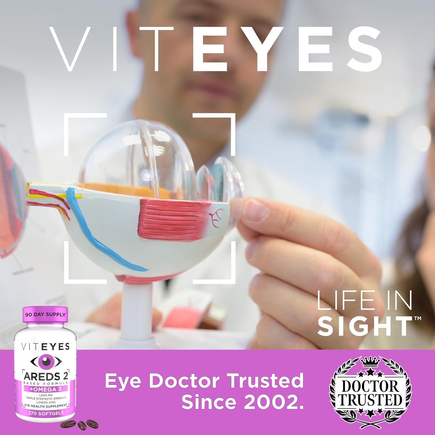 Viteyes AREDS 2 + Omega-3 Macular Support Softgels, Plus Triple Strength Omega-3 (650 mg EPA, 350 mg DHA) for Heart Health & Eye Health, Eye Vitamins, Vision Supplement, 270 Softgels
