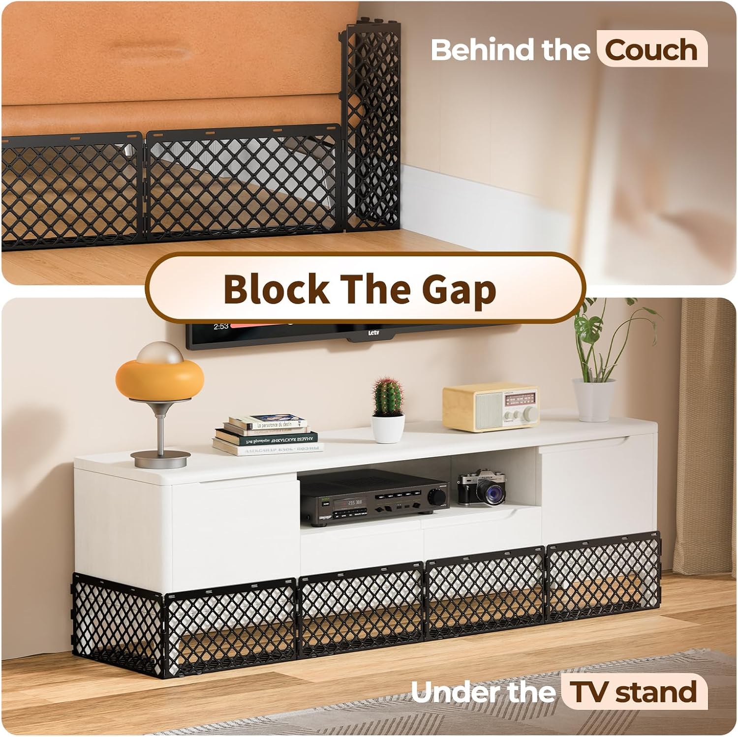 Goovilla Under Couch Blocker for Pets, 12 Pcs with 50 Zips Ties, Black