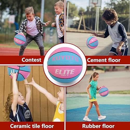 Miniatura 5 de KUYOTQ Kids Toddler Youth Adult Size 3/4/5/6/7 Basketball 22/25.5/27.5/28.5/29.5" Thickened Rubber or Faux Leather Indoor Outdoor Basketball for