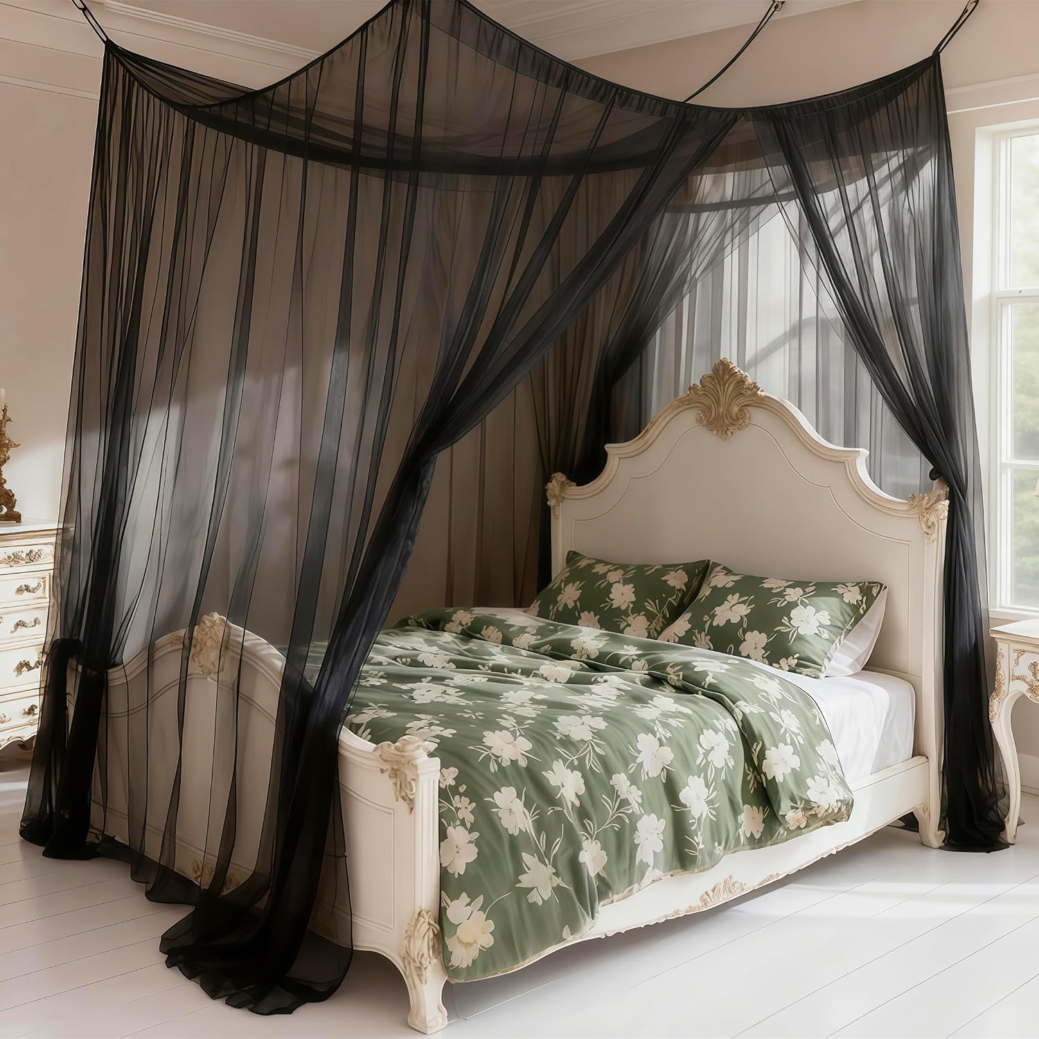 Square Ultra Large Mosquito Net with Carry Bag for Outdoor & Indoor Use, Netting Curtains – Ideal for Camping, Picnics, Garden, Bedroom (1 Openings/3x3x2.5m/White)