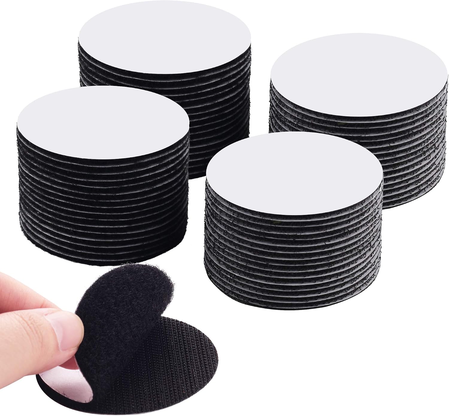 LLPT 32 Pairs Hook and Loop Tape Fastener Round Dia. 2.4” Dots Pad with Heavy Duty Adhesive Hook Loop Strip Mounting Tape for Home Deco Office School Outdoor (RSB320)