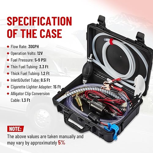 Miniatura 7 de CarBole Juego de bomba de transferencia de combustible de 12 V, mueve 30 galones por hora 5-9 PSI para gasolina diésel, todo en uno estuche de