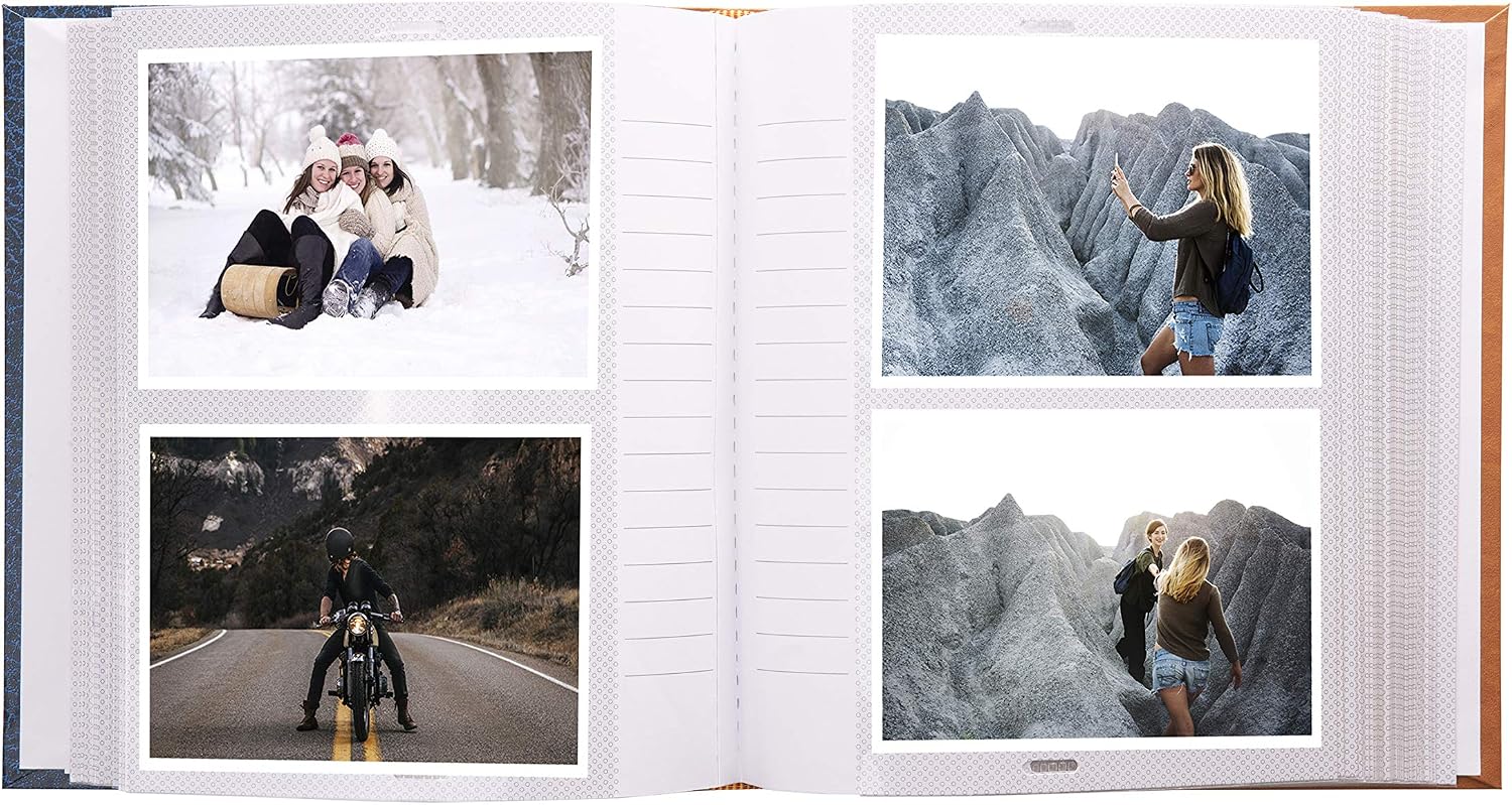 Kenro Grace Classic Photo Album for 200 Photos 6x4 / 10x15cm Navy Blue Faux Leather Slip-In Pages and Memo Space - KD101UE - Image 4