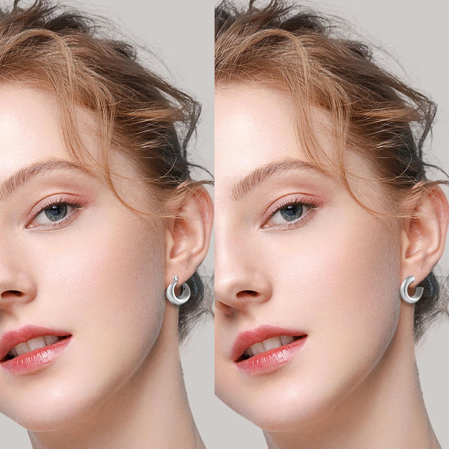 6 Pairs Gold Hoop Earrings for Women, 14K Gold Plated Lightweight Chunky Hoop Earrings Set Hypoallergenic, Thick Open Huggie Hoops Earrings Jewelry for Gifts. - Image 2