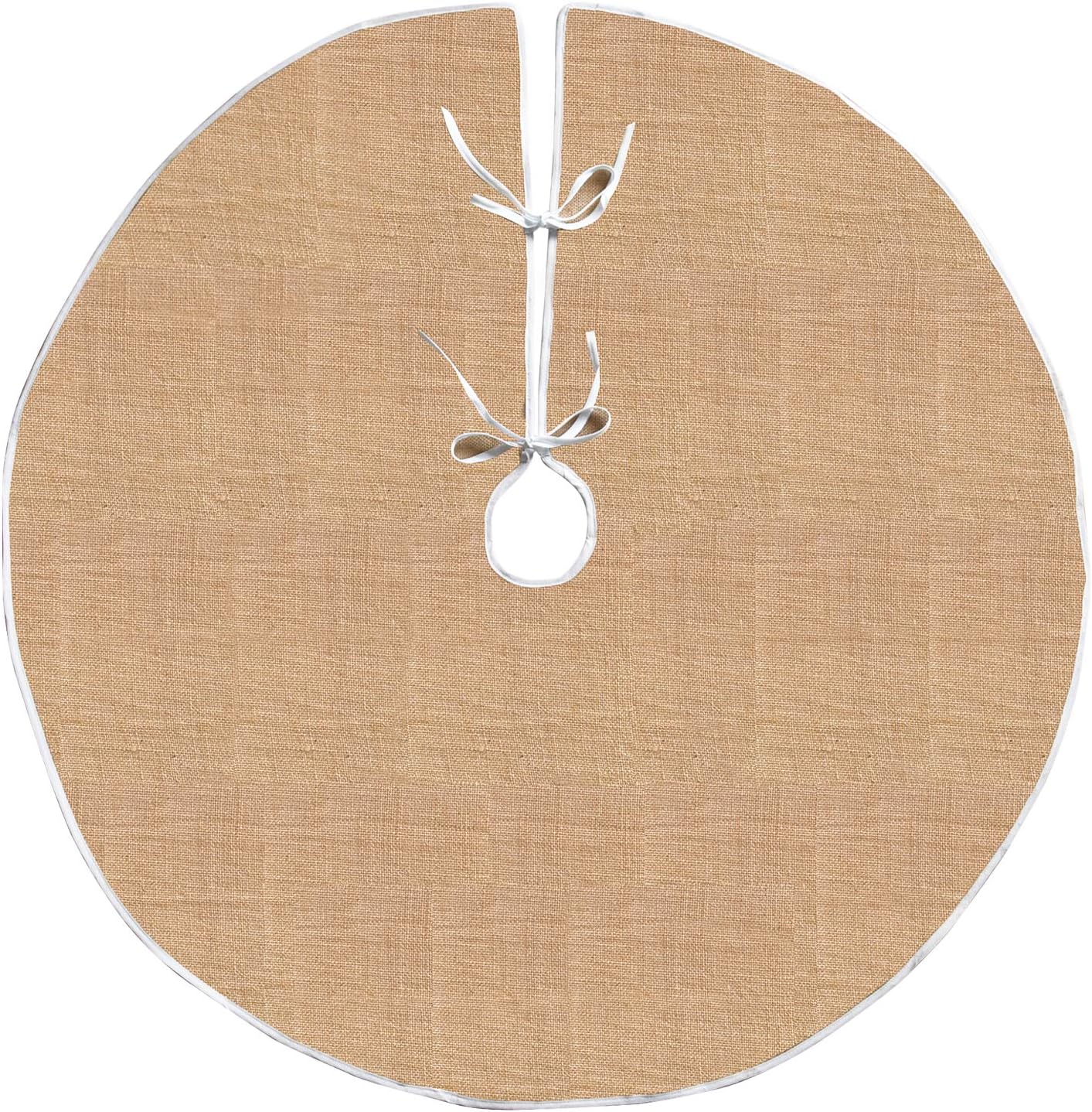 Livder 59 Inch Linen Burlap Christmas Tree Skirt Large