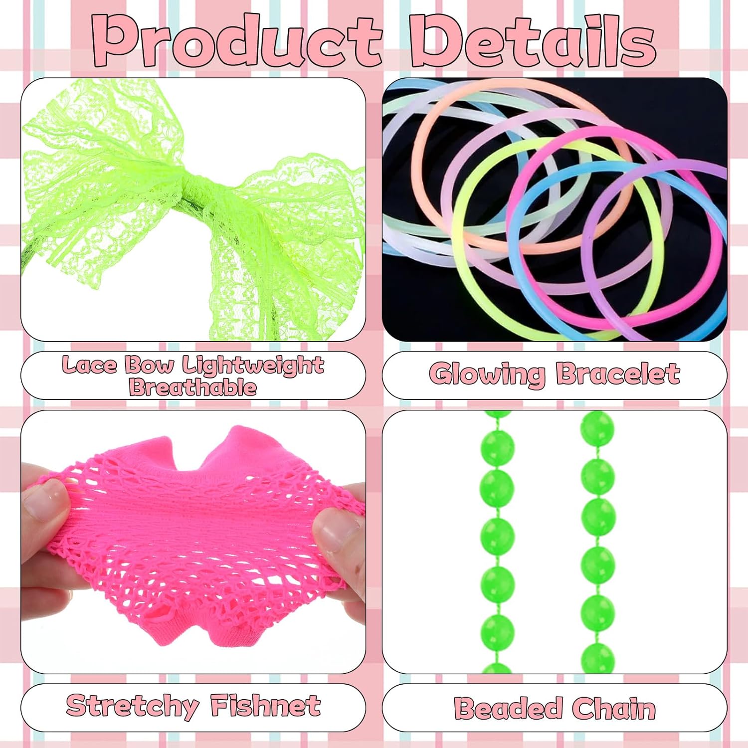 1 Set 80s Accessories for Women, Colorful Retro 80s Jewelry, Headband, Costume Accessories Set, Bright Retro Outfit Accessory for Vintage Party, Masquerade Multicolored - Image 4