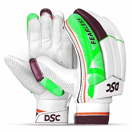 DSC Intense Attitude Leather Cricket Batting Gloves, Mens Right (Red Purple)