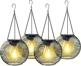 Solar Lantern Outdoor Garden 4 Solar Lamp Outdoor | Solar Light Outdoor Garden Hanging Metal IP65 Solar Lantern Deco Garden Outdoor for Yard Balcony Gifts