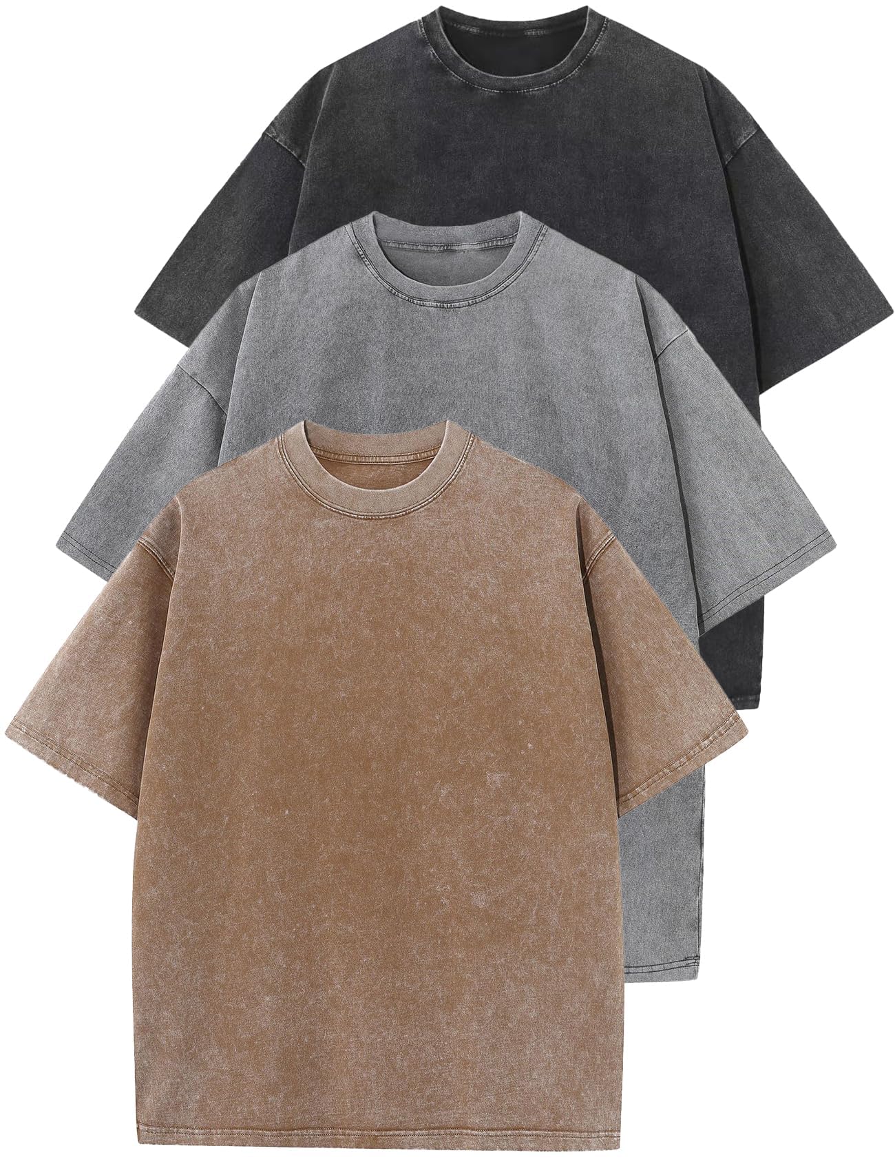 Flygo 3 Pack Men Oversized T Shirts