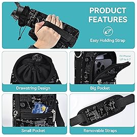 icolor Water Bottle Carrier Bag with Strap 25/32/40 oz Crossbody Bottle Holder with Phone Pocket Sling Sleeve Insulated Neoprene Water Bottle Pouch for Walking Travelling (TriompheArch, 25oz)