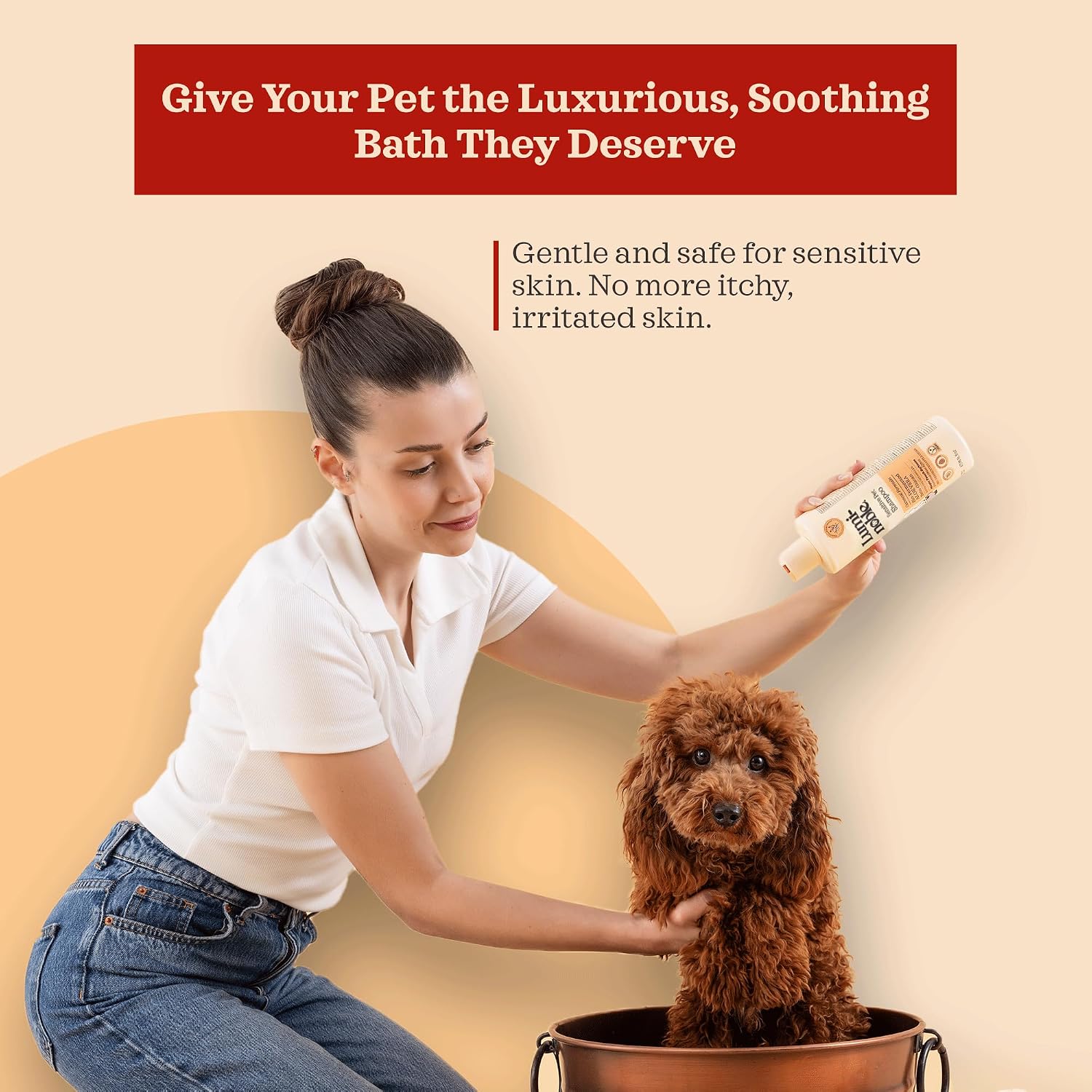 Hypoallergenic Sensitive Dog Shampoo - Dog & Cat Oatmeal, Collagen Infused & Best Vanilla Scent - Vegan, Anti-Itch Formula for Itchy, Dry Skin, Cruelty Free Pet Shampoo – Natural Grooming for Pets