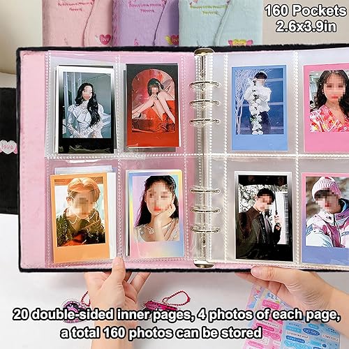 Miniatura 5 de SZHTSWU Carpeta A5 Kpop - Álbum de fotos de felpa con 20 fundas interiores de 3 pulgadas para álbum de fotos en hojas sueltas, rellenable, 6