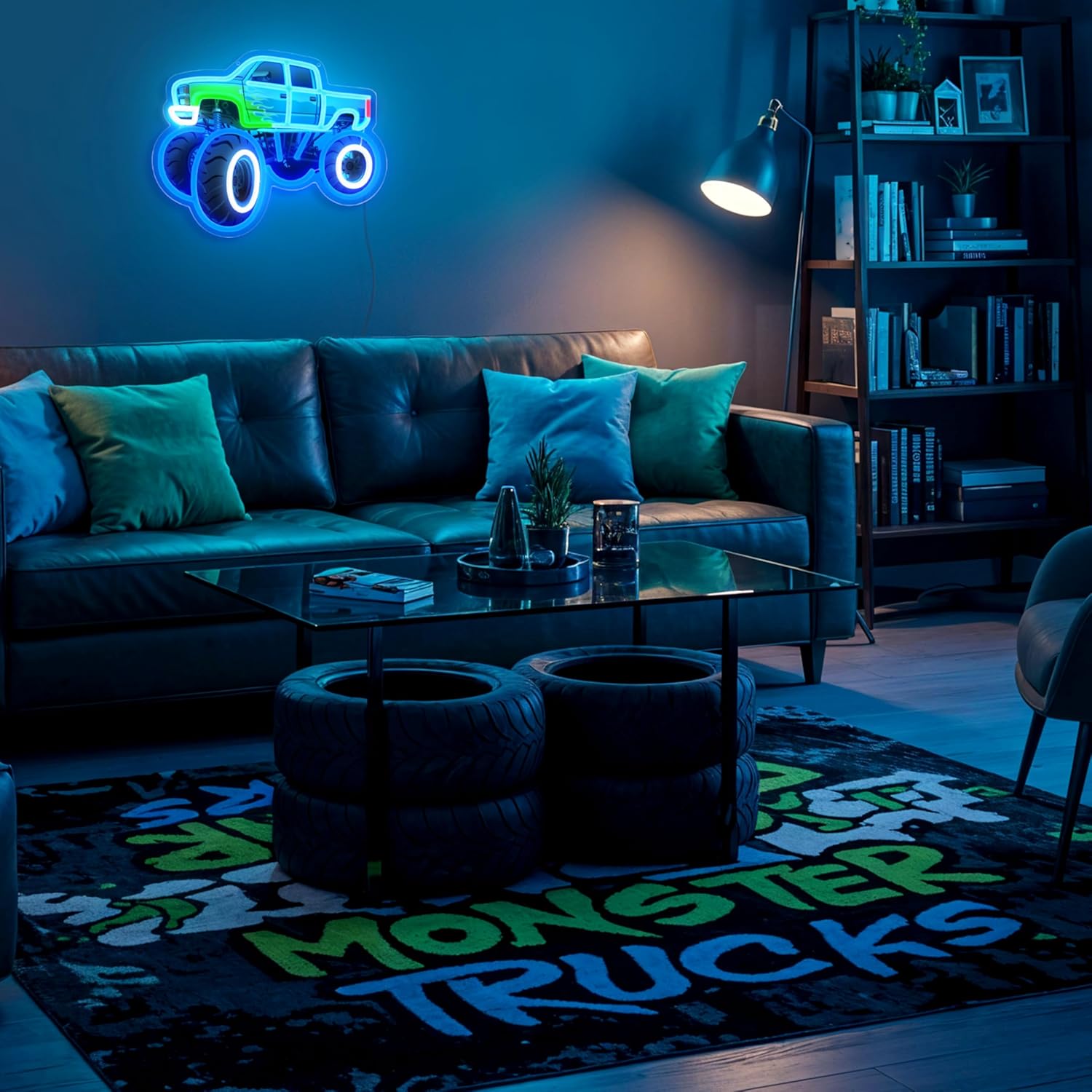 Monster Truck Neon Signs for Wall Decor, Car Neon Sign, Dimmable Acrylic Neon Lights for Living Room Bedroom Gamer Room Garage Man Cave Car Club Party Decorations Gift