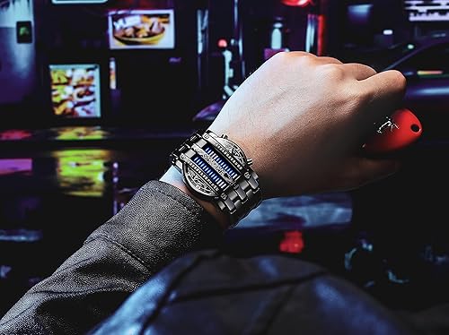 Miniatura 5 de Binary Matrix Blue led - Reloj Digital para hombre, moda clásica y creativa, color negro chapado