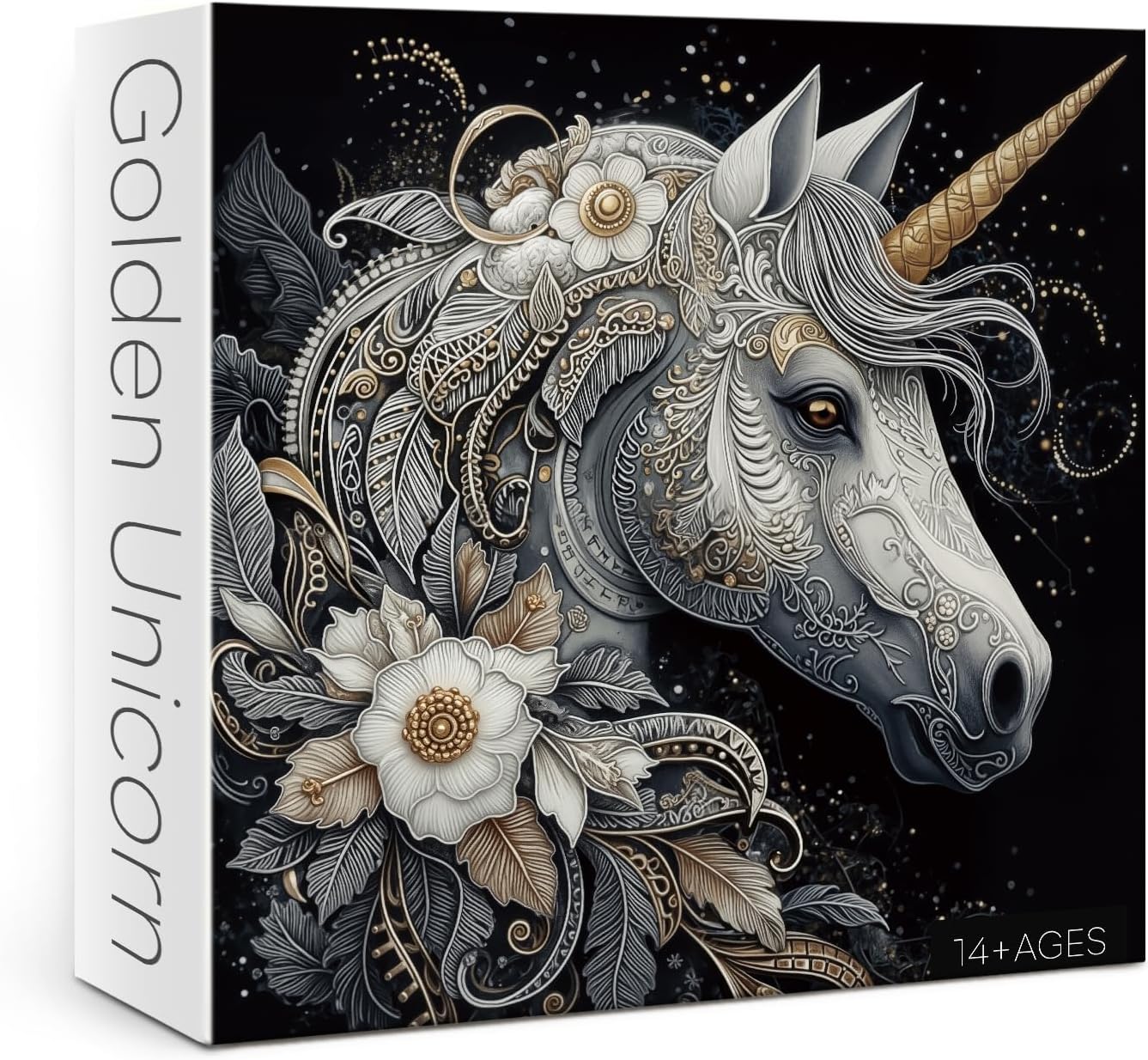 Pretty Horse Flower Puzzle 1000 Pieces for Adults, Magic Animal Challenging Art Jigsaw Puzzles, Fantasy Wildlife Aesthetic Impossible Hard Difficult Puzzle