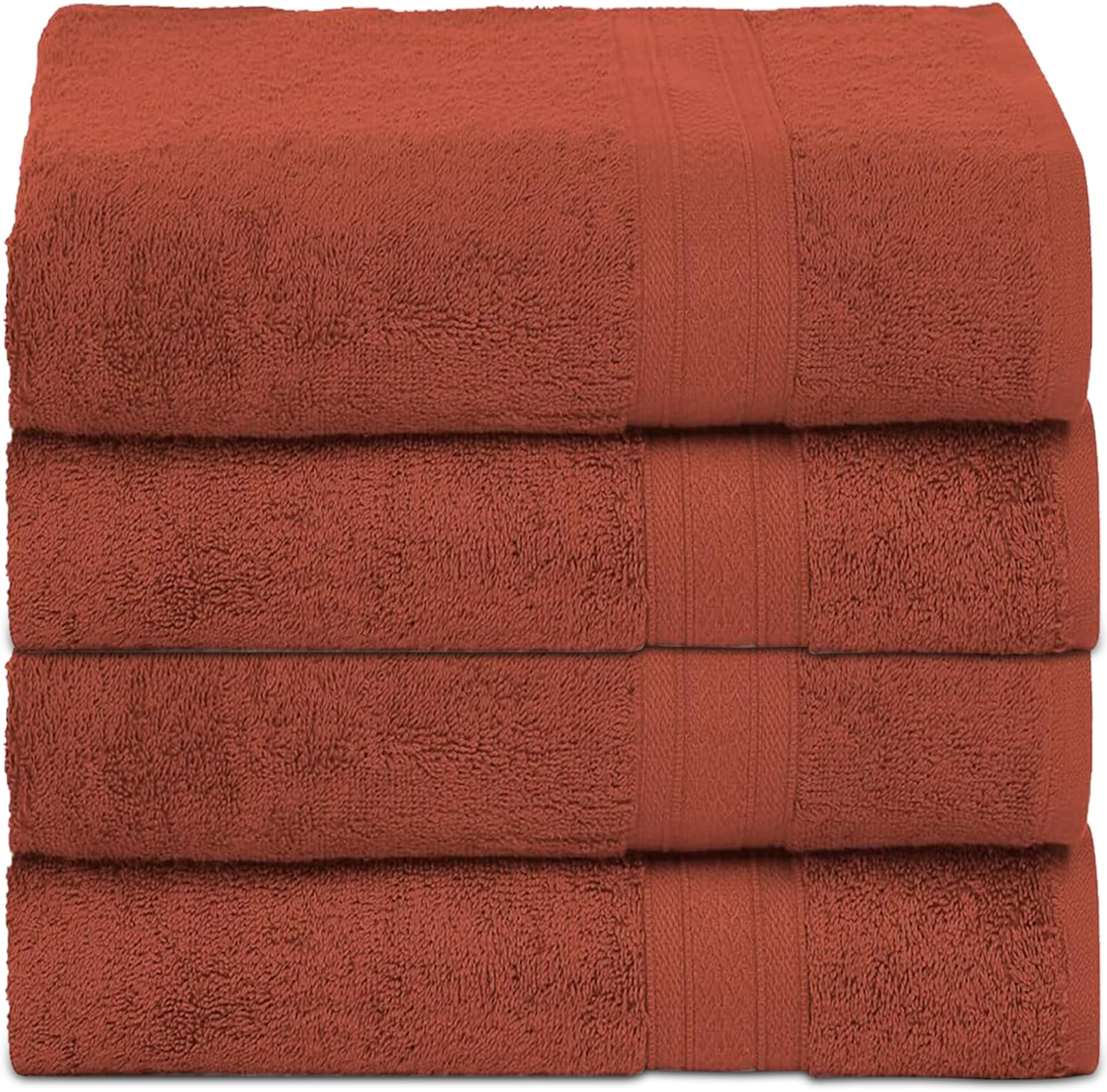 500 GSM Highly Absorbent Towels Set, 100% Cotton, Soft and Plush, All Seasons Use, Large, Everyday Use, Durable (4 Pcs Hand Towel Set, Dark Rust)