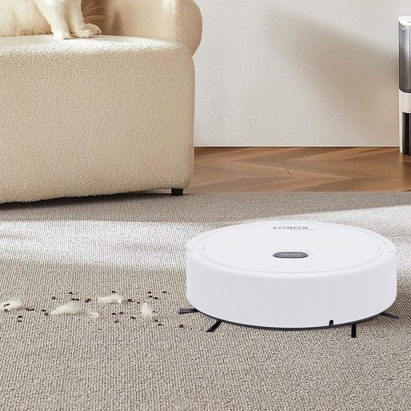 Robot odkurzający z funkcją wycierania, z automatyczną zmianą kierunku 3 w 1, odkurzacz i mop, moc ssania 500 PA, czas pracy 30 min