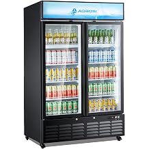 AAOBOSI Commercial Beverage Refrigerator, 27.02 Cu.Ft Double Glass Door Beverage Fridge, Upright Drink Cooler with Soft LED Light,Adjustable Shelves, Perfect for Home Bar, Patio, Garage, Black