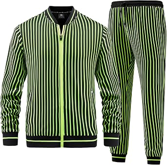ANOTWENER Track Suits for Men Set 2 Piece Sweat Suits StripeTracksuit Men Outfits Sets Sweat Jackets Walking Suits Jogging Jogger Set Green JW-080-M