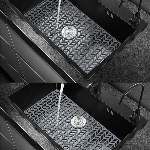 Miniatura 2 de AWOKE - Protectores para fregadero de cocina, tapete de fregadero de 12.25 x 11.5 pulgadas, resistente al calor, de silicona, fácil de limpiar, para