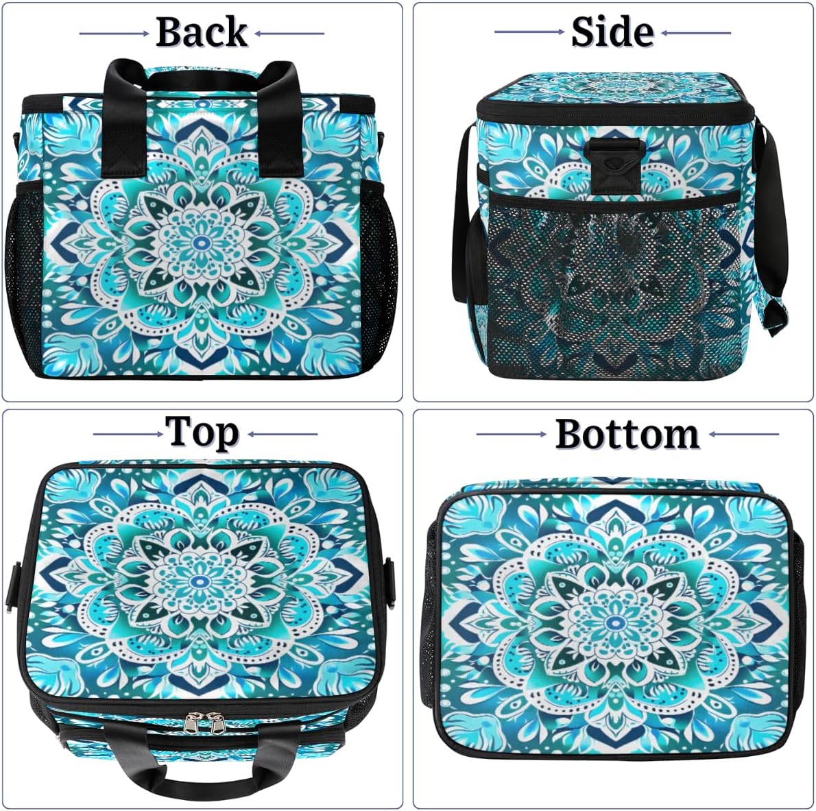Ethnic Texture Insulated Picnic Backpack Lunch Box for Women Men Picnic Basket Tote Lunch Bag Picnic Bag Portable Lunch Bags for Picnic, Beach, Work, Trip,Office, Camp Mandala