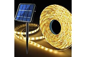 Upgraded 19.6FT Warm White Solar Strip Lights Waterproof