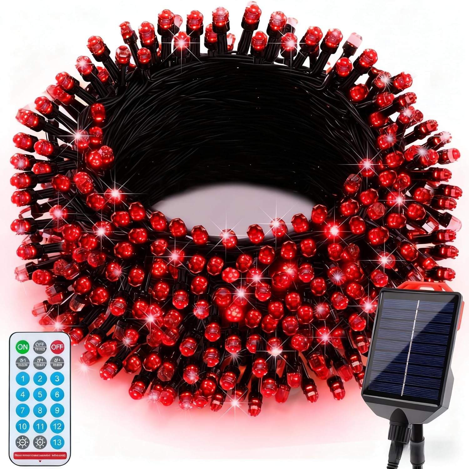 Solar Christmas Lights Outdoor Waterproof,13 Modes 118Ft 300LED Solar Powered String Lights for Tree Outside Garden Patio Fence Christmas Decorations (Blue)