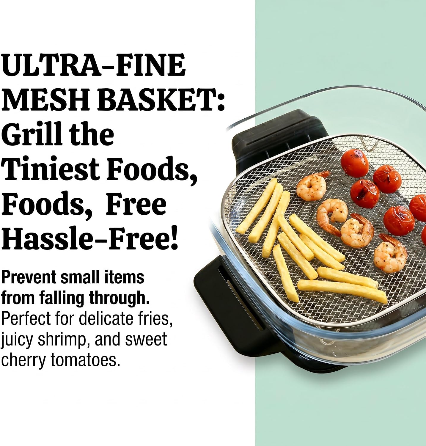 2-Pack Stainless Steel Racks with Small Mesh grid for Small Food&French Fries