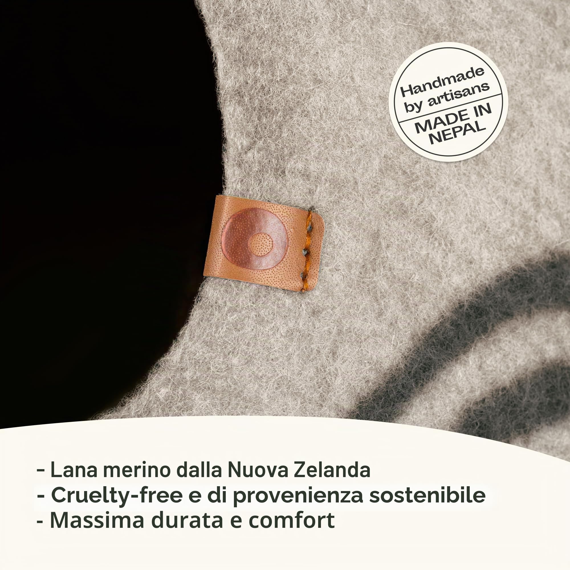 MEOWFIA Cuccia per gatti in feltro di alta qualità - Cuccia fatta a mano in lana merino per gatti e gattini (tonalità chiare) (medio, perla fumosa)