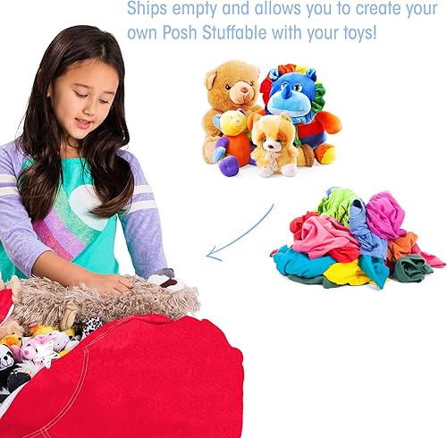 Miniatura 68 de Posh Stuffable - Sillón puff con almacenamiento para niños, contenedor de animales de peluche, organizador de juguetes de niños Lienzo Burbujas Azul
