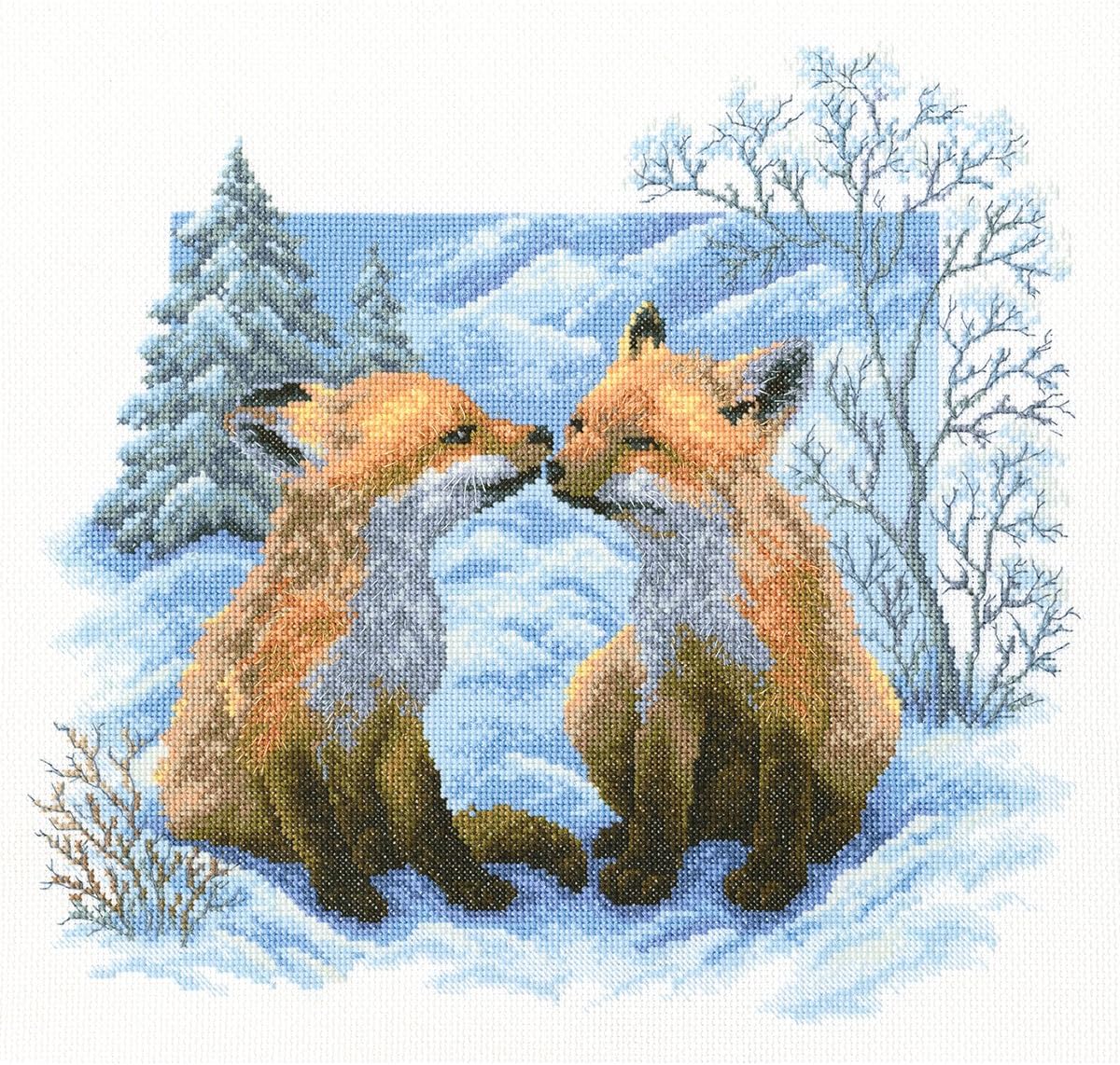 RTO M322 14 Count Fox Cubs Counted Cross Stitch Kit, 13.75 by 13.75-Inch