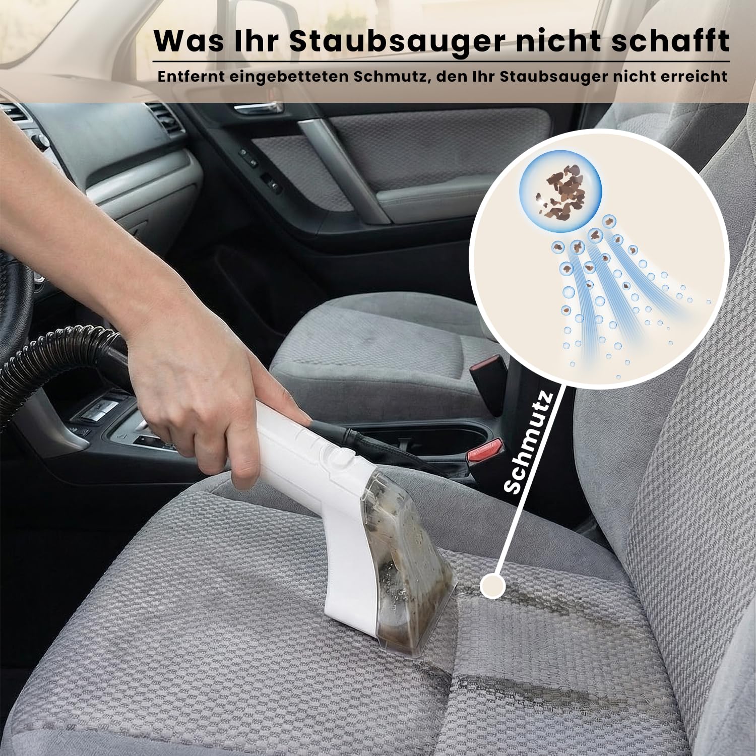Media Evolution Polsterreiniger Gerät und Nassauger - Kompakter Teppichreiniger und Fleckenreiniger - Tragbarer Waschsauger für Teppich, Sofa, Polster, Autositze und Möbel - Extra Bürste