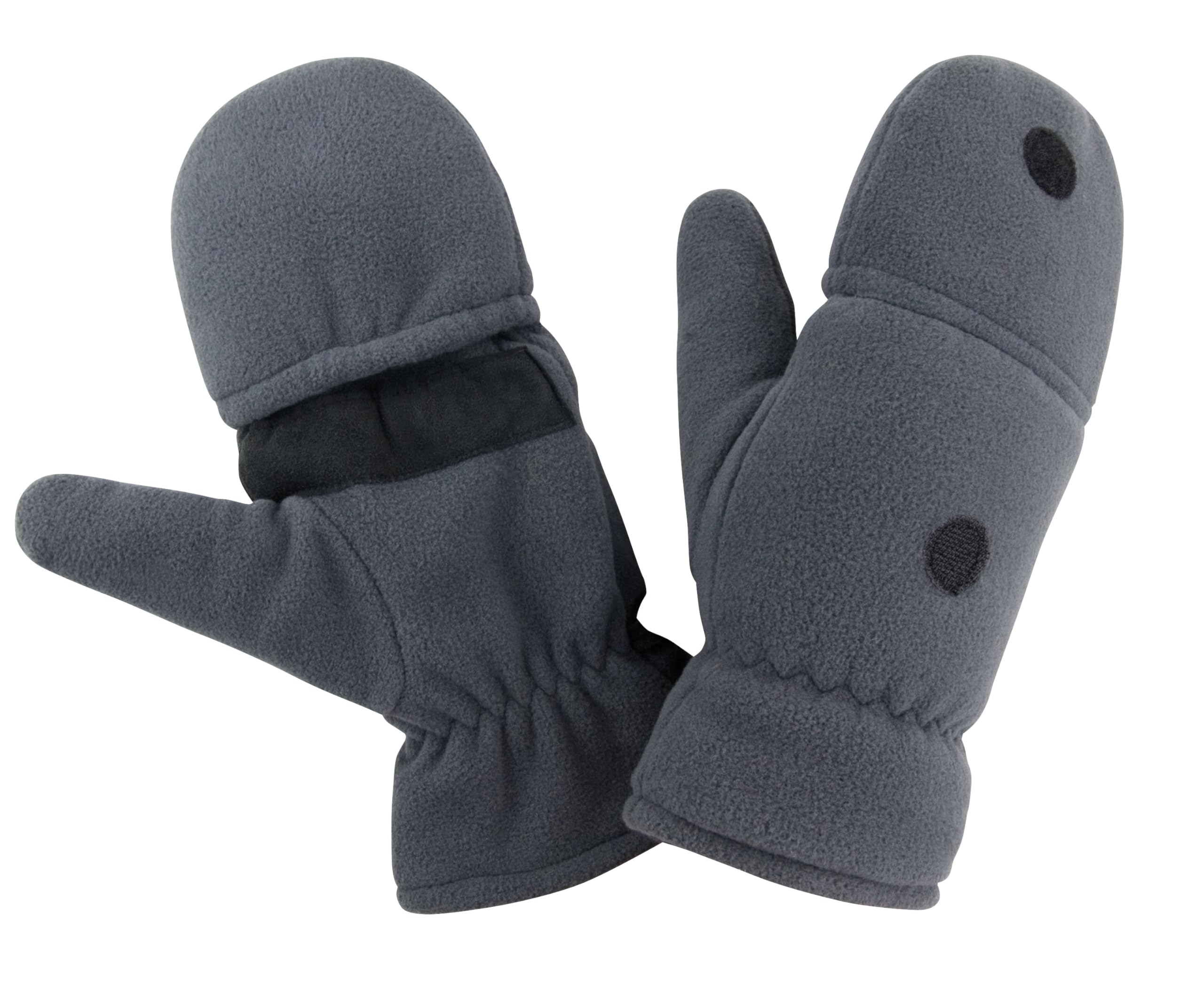 ASVP Shop Result Convertible Fingerless Mittens - Fleece-Lined Warm Winter Gloves with Elasticated Cuffs